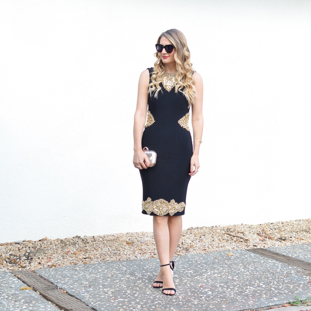 Low back Black and gold dress